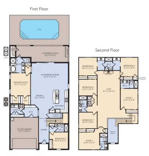 Floor plan da planta Baymont do Windsor Cay Resort com a distribuição dos 8 quartos